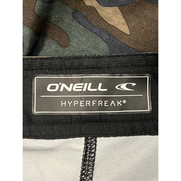 ONeill Hyperfreak Camo Board Shorts Men 32 -Elastic Waist Velcro Pocket Swim EUC - Picture 6 of 9